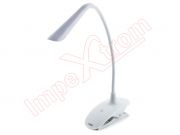 LED table lamp with rechargeable battery and clip
